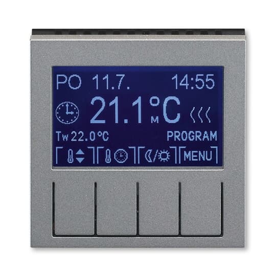 termostat univerzální programovatelný (ovládací jednotka); ocelová/kouř. černá, design LEVIT M
